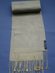 Silk scarf in crackle weave, green/ blue. £150.00
